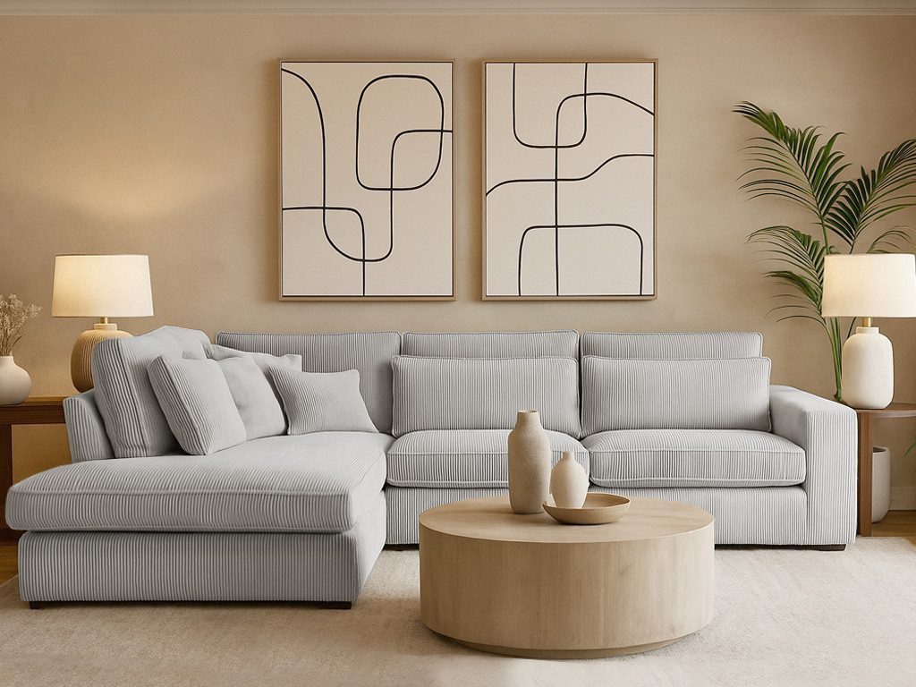 Beautysofa Ecksofa mit dekorativen Kissen PARMA, im modernes Design, klassische Polsterecke inklusive Wellenfedern, Ottomane links oder rechts wählbar