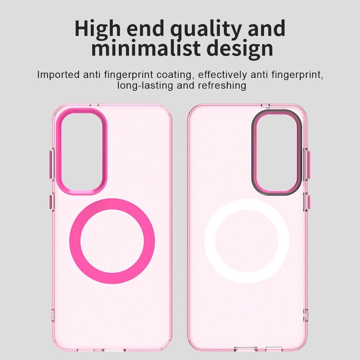 Wigento Handyhülle Für Samsung Galaxy S25 FE 5G Candy Design Magsafe Hybrid Hülle Pink, Magsafe Funktion, Stoßschutz, präzise Aussparungen