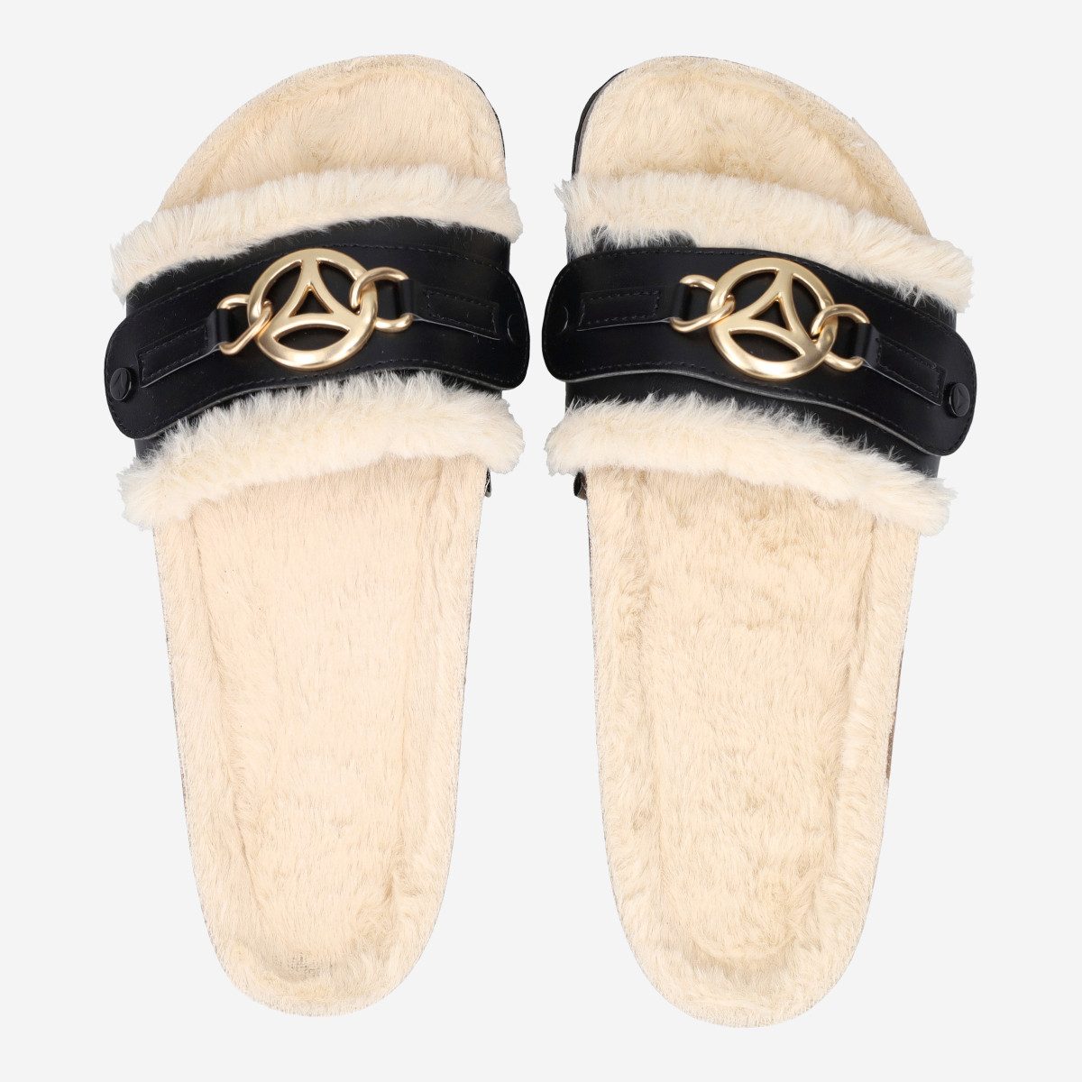 Hey Marly Hey Marly HM10-0031 CASUAL CORK FUR, Sandaletten, Schwarz, Damen Sandalette