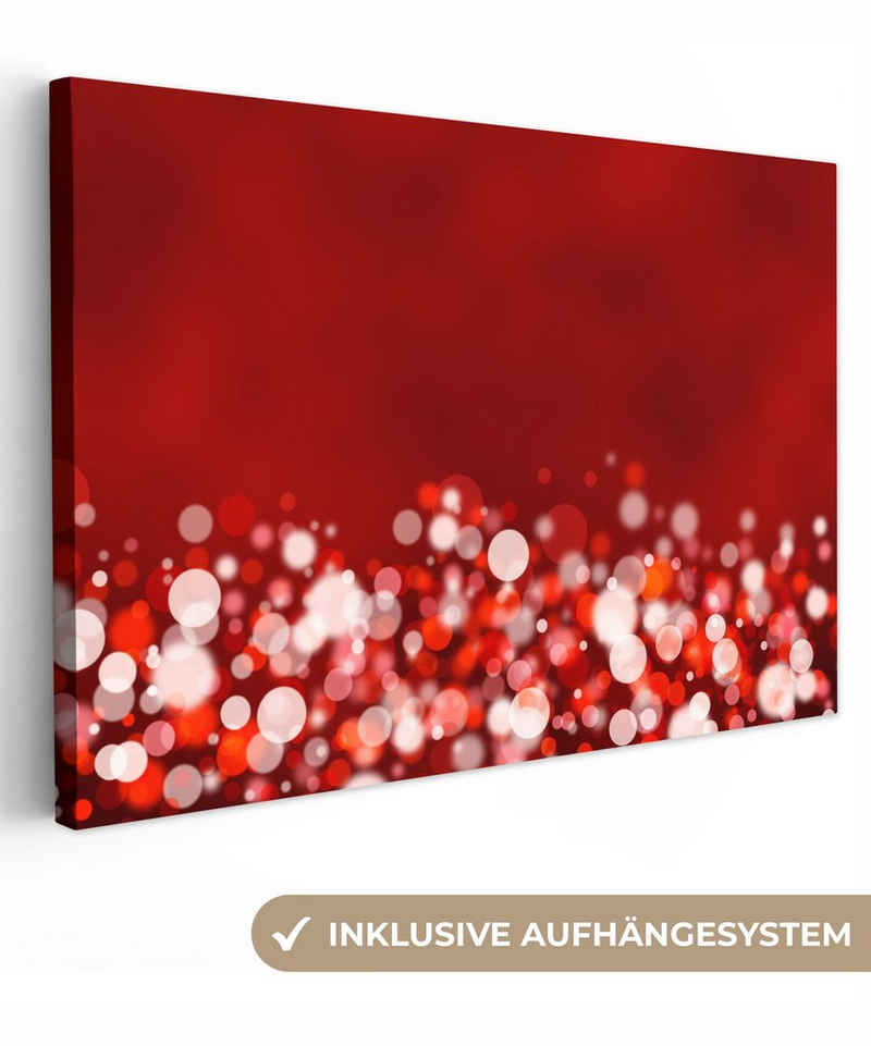 OneMillionCanvasses® Leinwandbild Rot - Design - abstrakt - Licht, (1 St), Wandbild Leinwandbilder, Aufhängefertig, Wanddeko, 30x20 cm