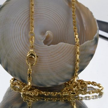HOPLO Goldkette Ankerkette diamantiert Länge 50cm - Breite 2,5mm - 750-18 Karat Gold, Made in Germany