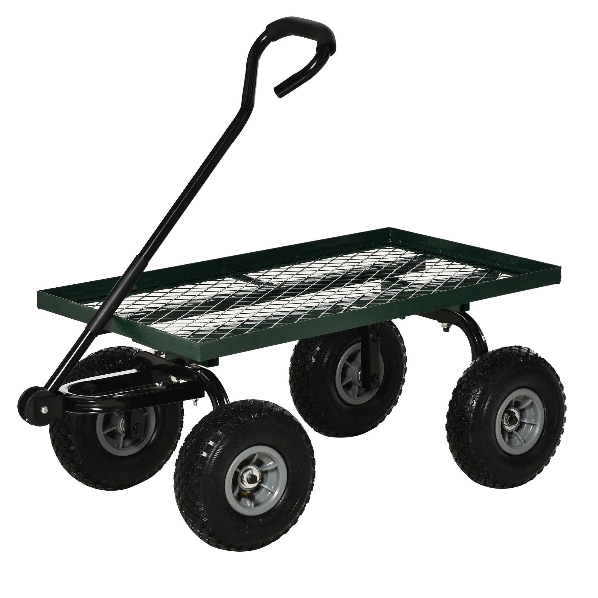 Rolipo Bollerwagen Gartenwagen Transportkarre mit lenkbaren Vorderrädern & Luftreifen (1-tlg), für Gartenabfälle & Pflanzen, 150 kg Tragkraft, 94 x 48,5 x 100 cm