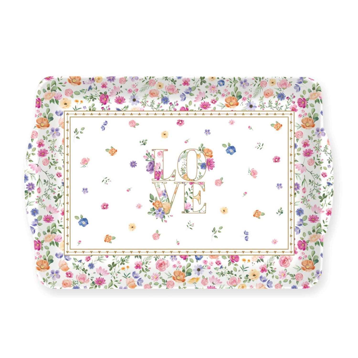 EasyLife Tafelservice Mon Amour, Melamin, Höhe: 4.5cm, Farbe: Mehrfarbig, Motiv: Herzen & Blumen