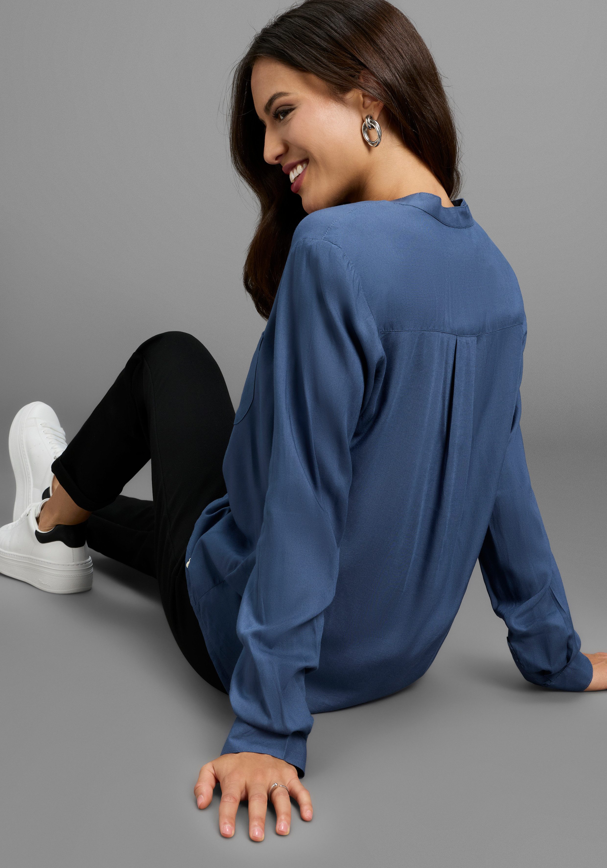 AJC Hemdbluse mit kleinem Stehkragen und günstig online kaufen