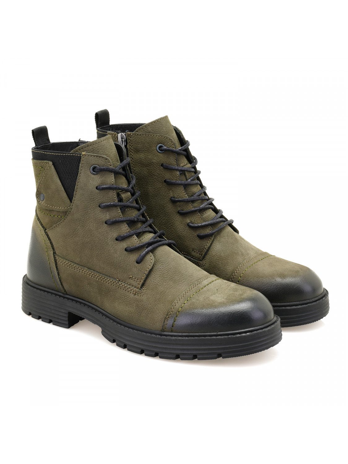 Desa Desa Herren-Schnürstiefel aus Leder – Warmes Futter, Kunststoffsohle, Stiefelette