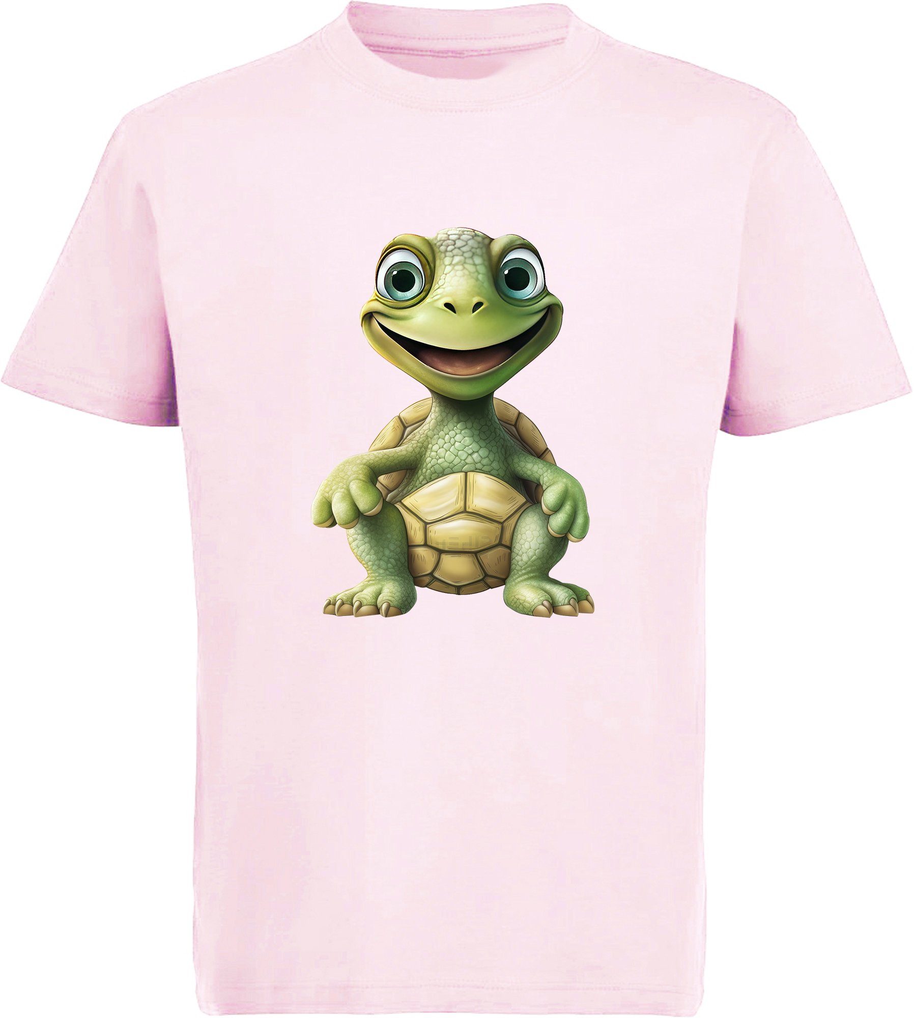 MyDesign24 T-Shirt Kinder Wildtier Print Shirt bedruckt - Baby Schildkröte Baumwollshirt mit Aufdruck, i279 rosa