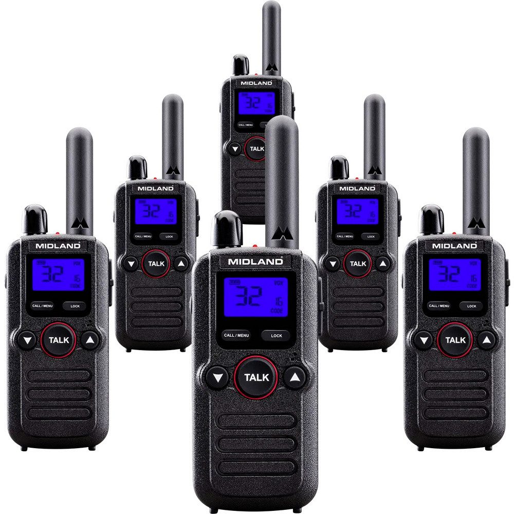 Midland Walkie Talkie Midland 6er Set Midland BR180 Business Radio C1625.01 PMR-Funkgerät