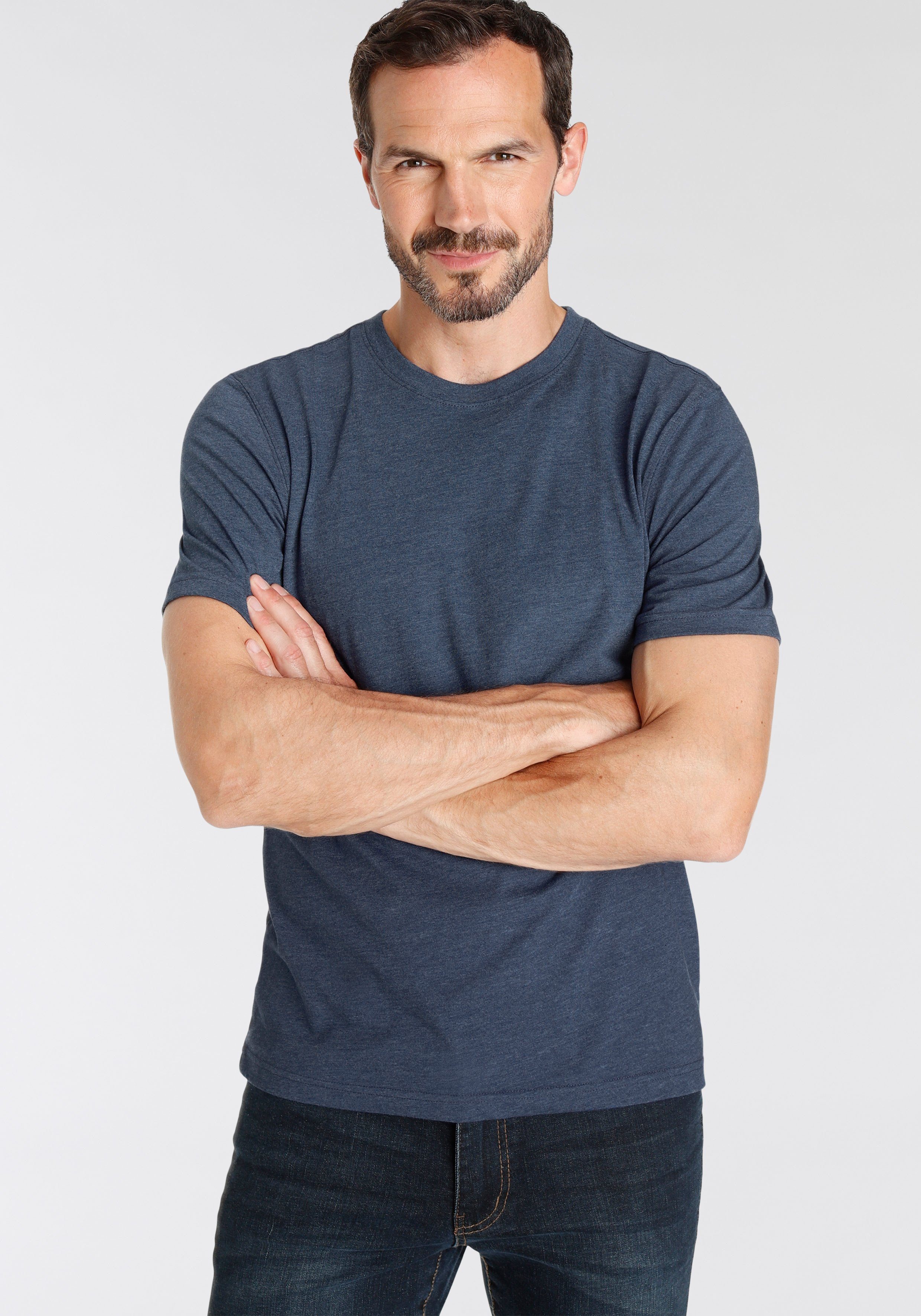 Man's World Rundhalsshirt (2er-Pack) Kurzarm, Basic-Stil, aus Baumwollmischung, 2er-Pack