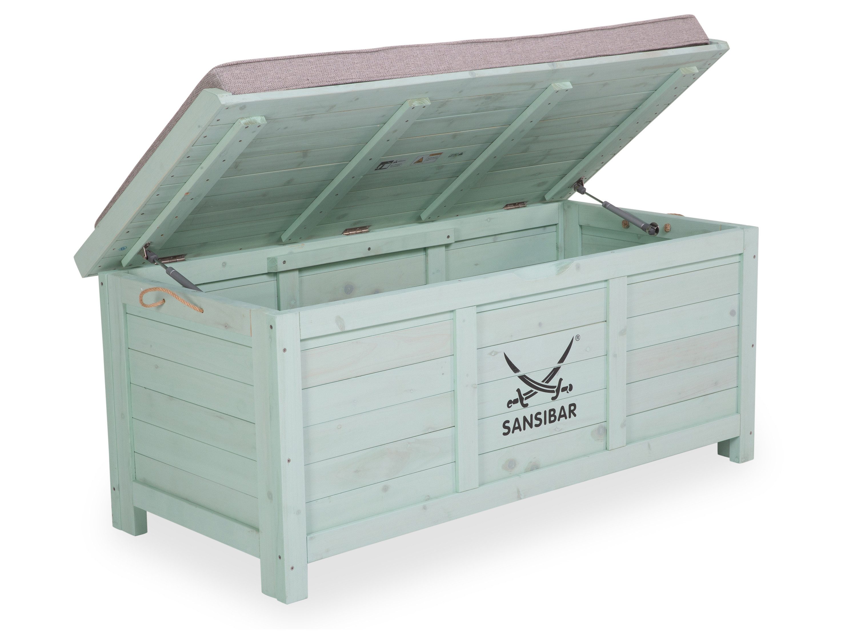 SANSIBAR LIVING Truhe Gartentruhe SANSIBAR LAHOLM BHT 120x60x54 cm grün