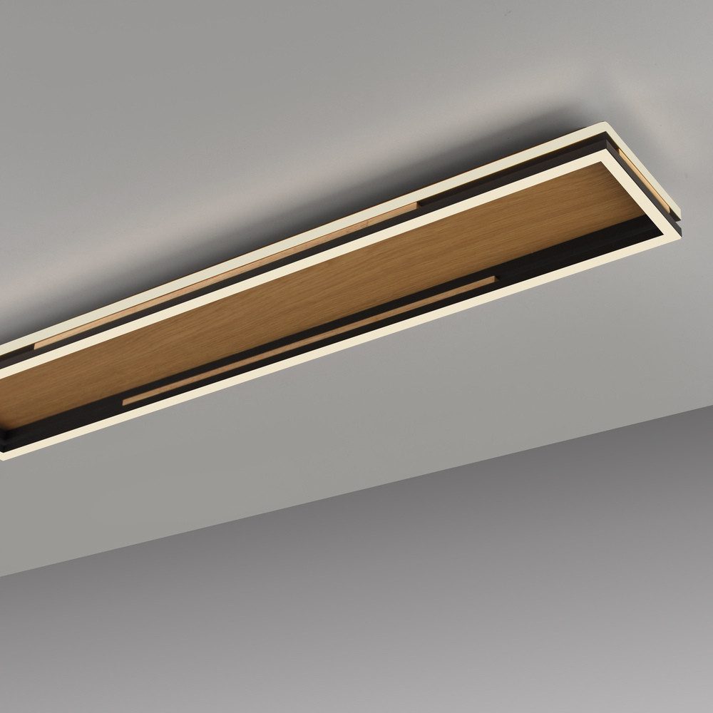 Paul Neuhaus LED Deckenleuchte LED Deckenlampe SVEJA Holz, CCT-Farbtemperaturregelung, Dimmfunktion, 2x LED Board 23W, Warmweiß bis Kaltweiß, CCT Farbwechsel dimmbar Funk-Fernbedienung