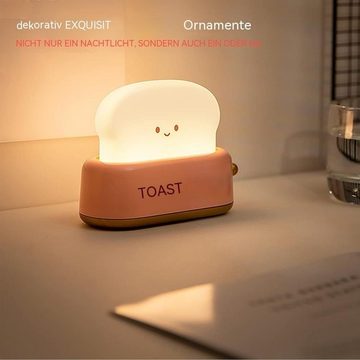 Gontence Nachtlicht Nachtlicht Toaster mit Licht, wiederaufladbar, Smiley-Toast, niedliche Dekoration