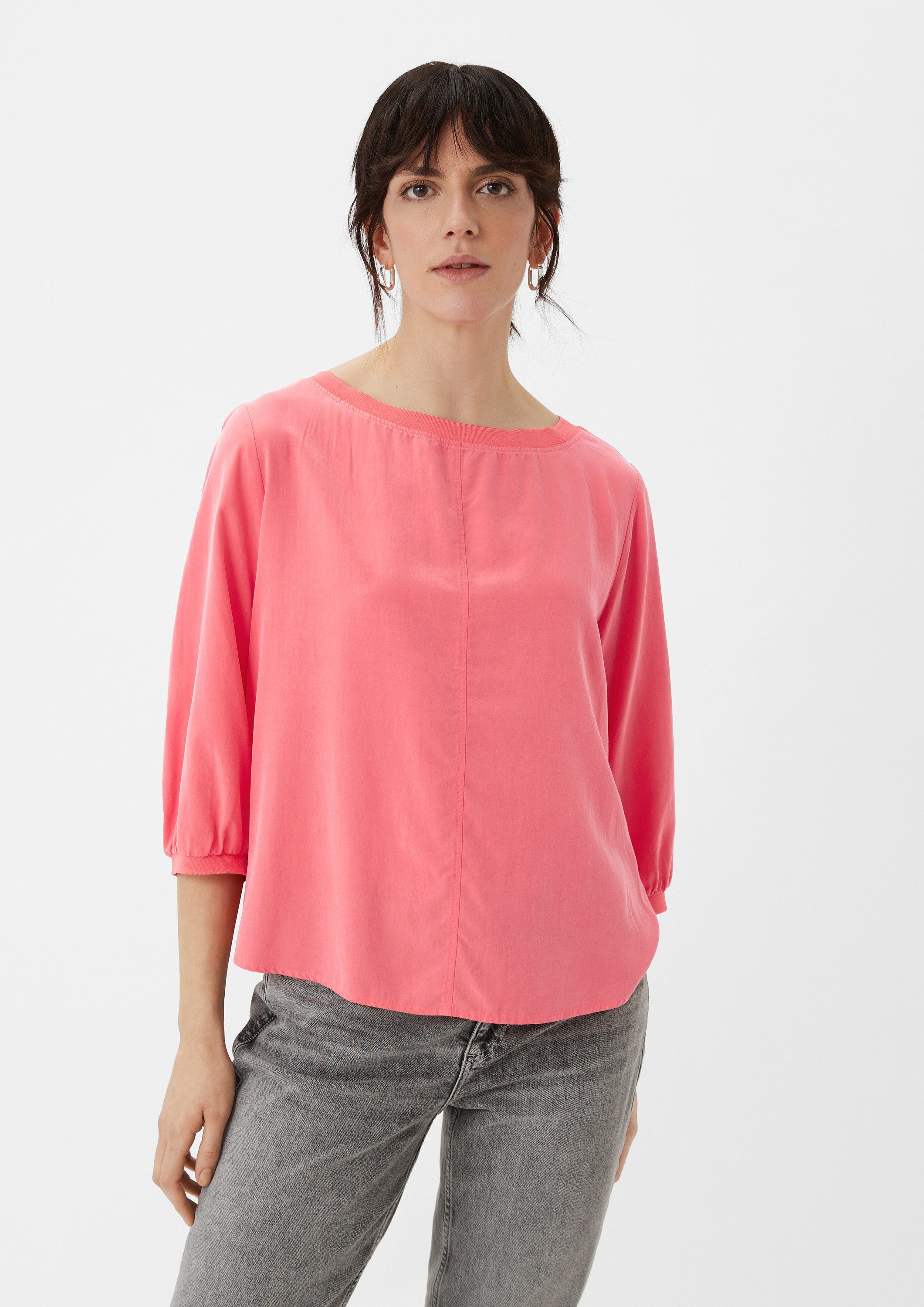 comma Kurzarmbluse Bluse 3/4-Arm-Bluse aus Modal