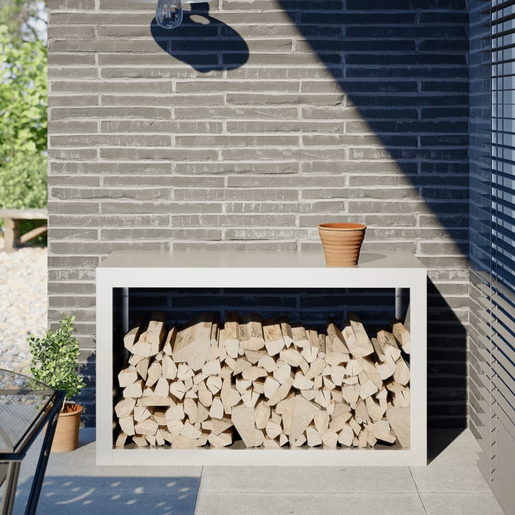 vidaXL Kaminholzregal Brennholzregal Weiß 100x40x60 cm Stahl