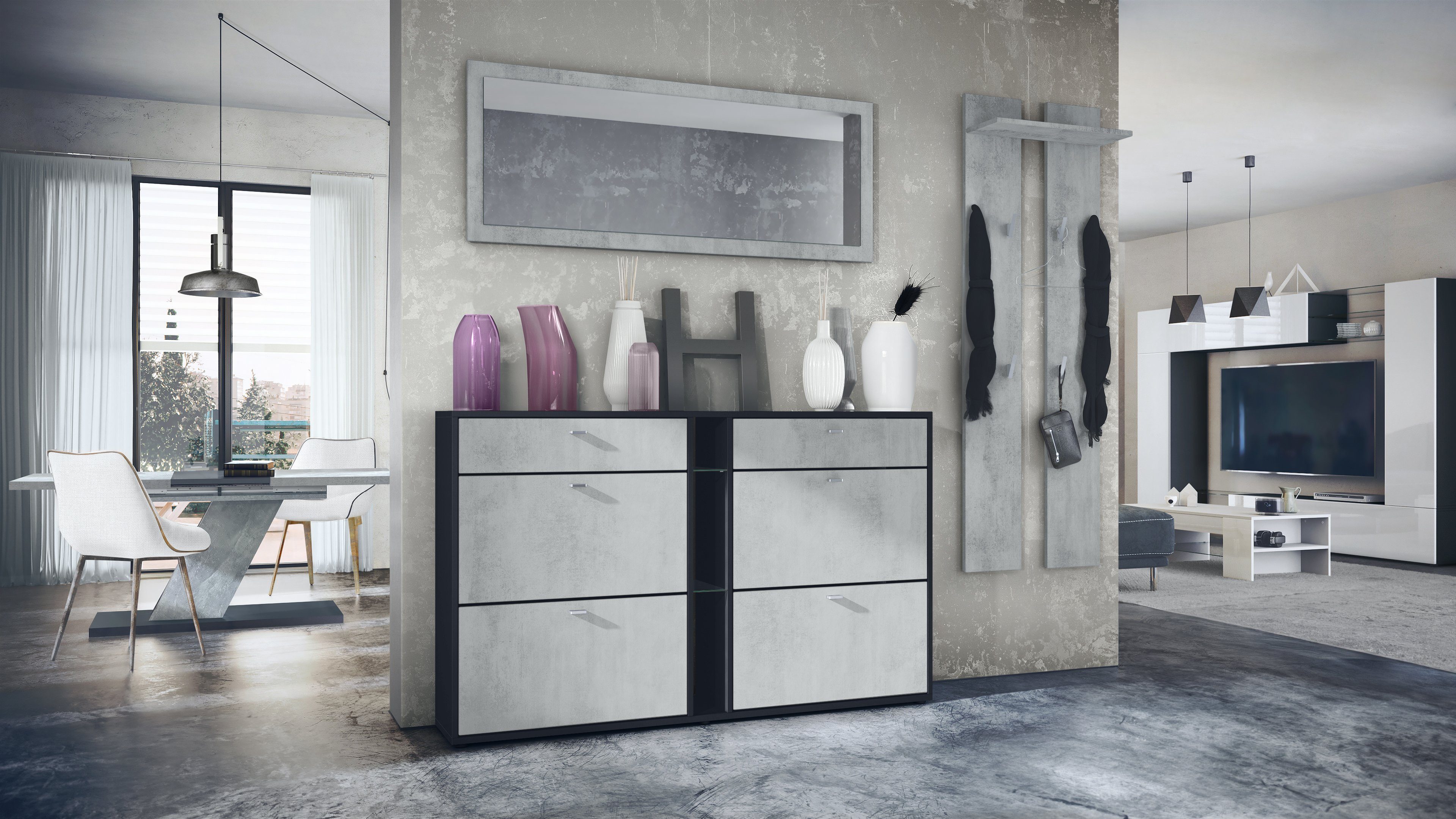 Vladon Garderoben-Set Orlando, (Garderoben-Set, mit Schuhschrank, Wandpanee günstig online kaufen