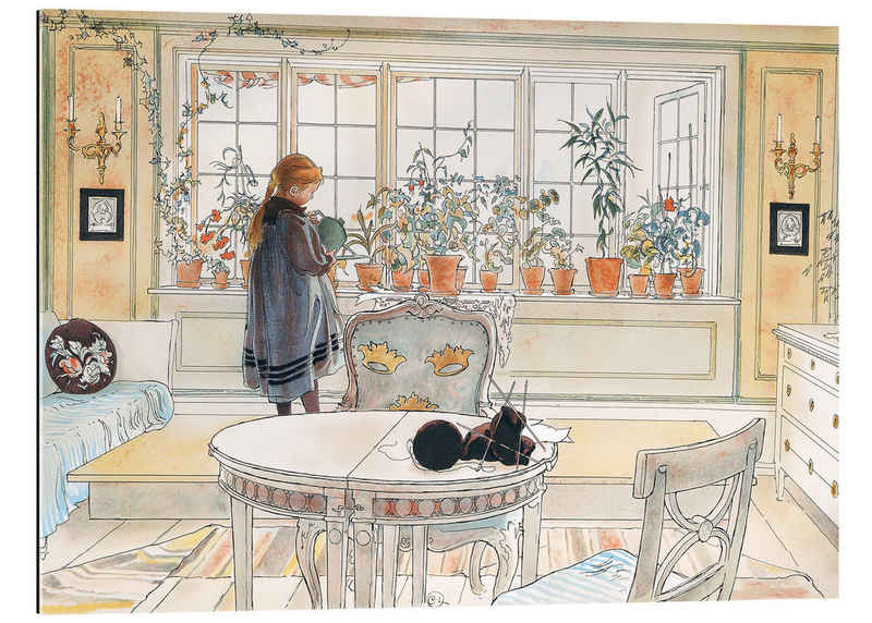 Posterlounge XXL-Wandbild Carl Larsson, Blumen auf der Fensterbank, Wohnzimmer Skandinavisch Malerei