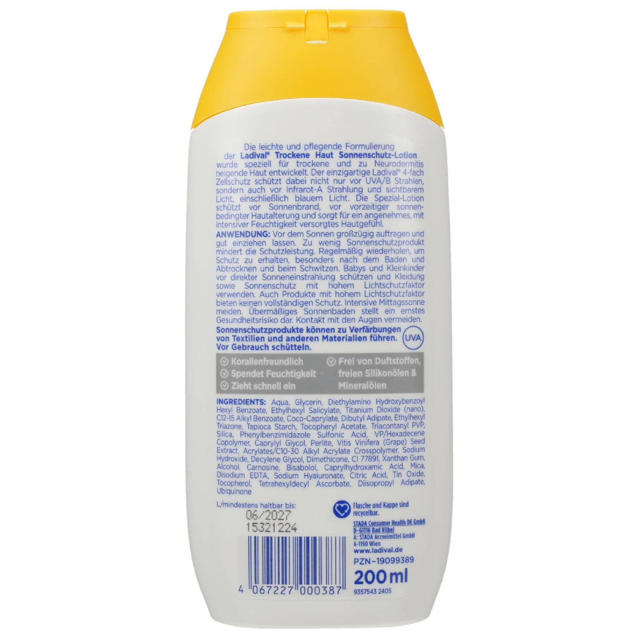 Ladival Sonnenschutzcreme LADIVAL trockene Haut Sonnenschutz-Lotion LSF 50+ 200ml PZN 19099389