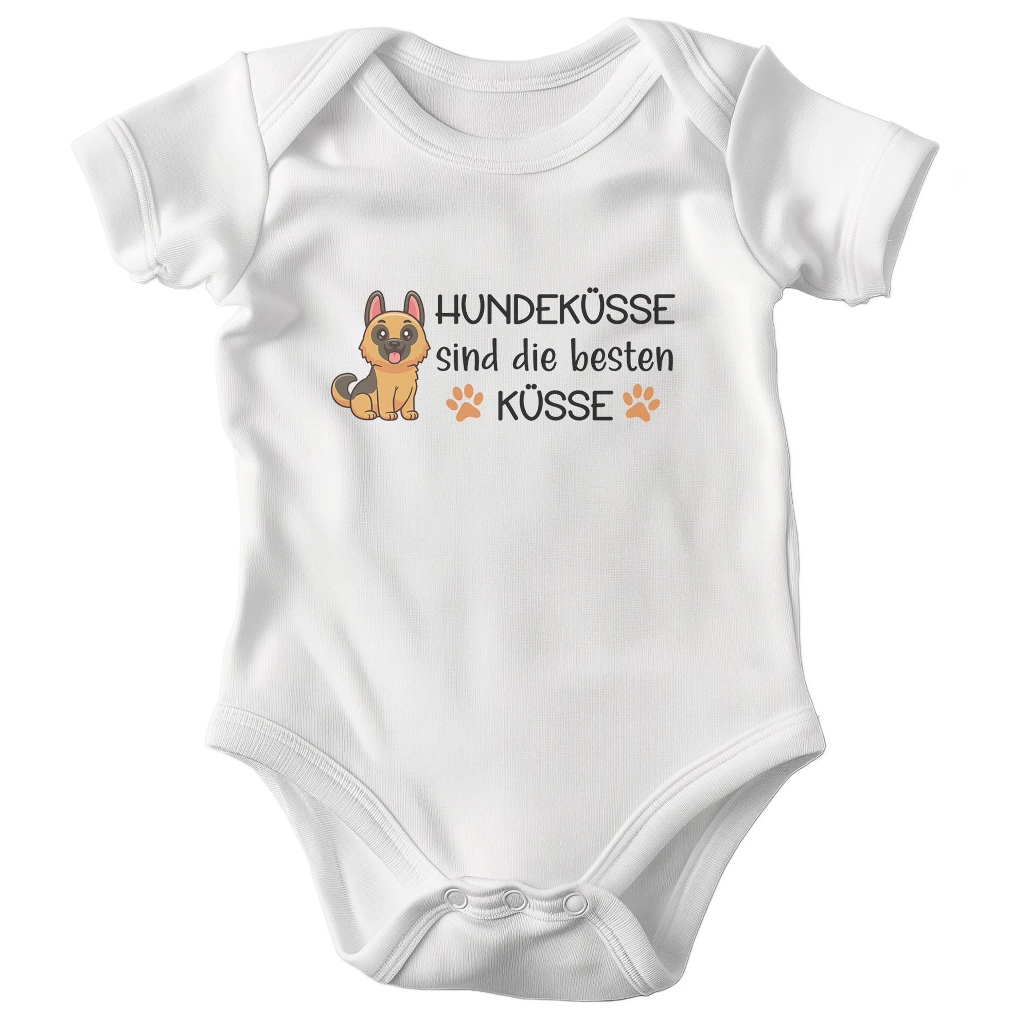 22Feels Kurzarmbody Bio Unisex Babybody Weiß Schäferhund Küsse Geschenk Geburtstag Taufe BIO-Baumwolle - In Deutschland Bedruckt - Niedlicher Print