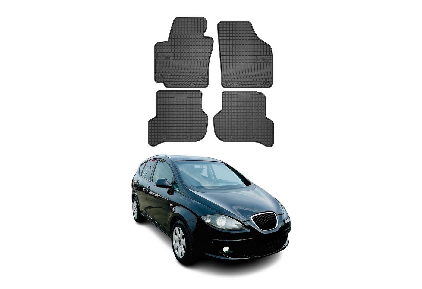 OMAC Auto-Fußmatten für Seat Altea 2004-2015 Gummimatten Schwarz 4 tlg (4 St), Antirutsch,Wasserfest,Einfache Installation