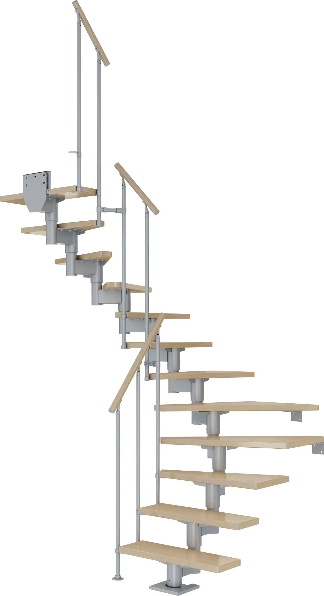 Dolle Mittelholmtreppe Cork, für Geschosshöhen bis 337 cm, Stufen offen, Ahorn/Metall | Treppen