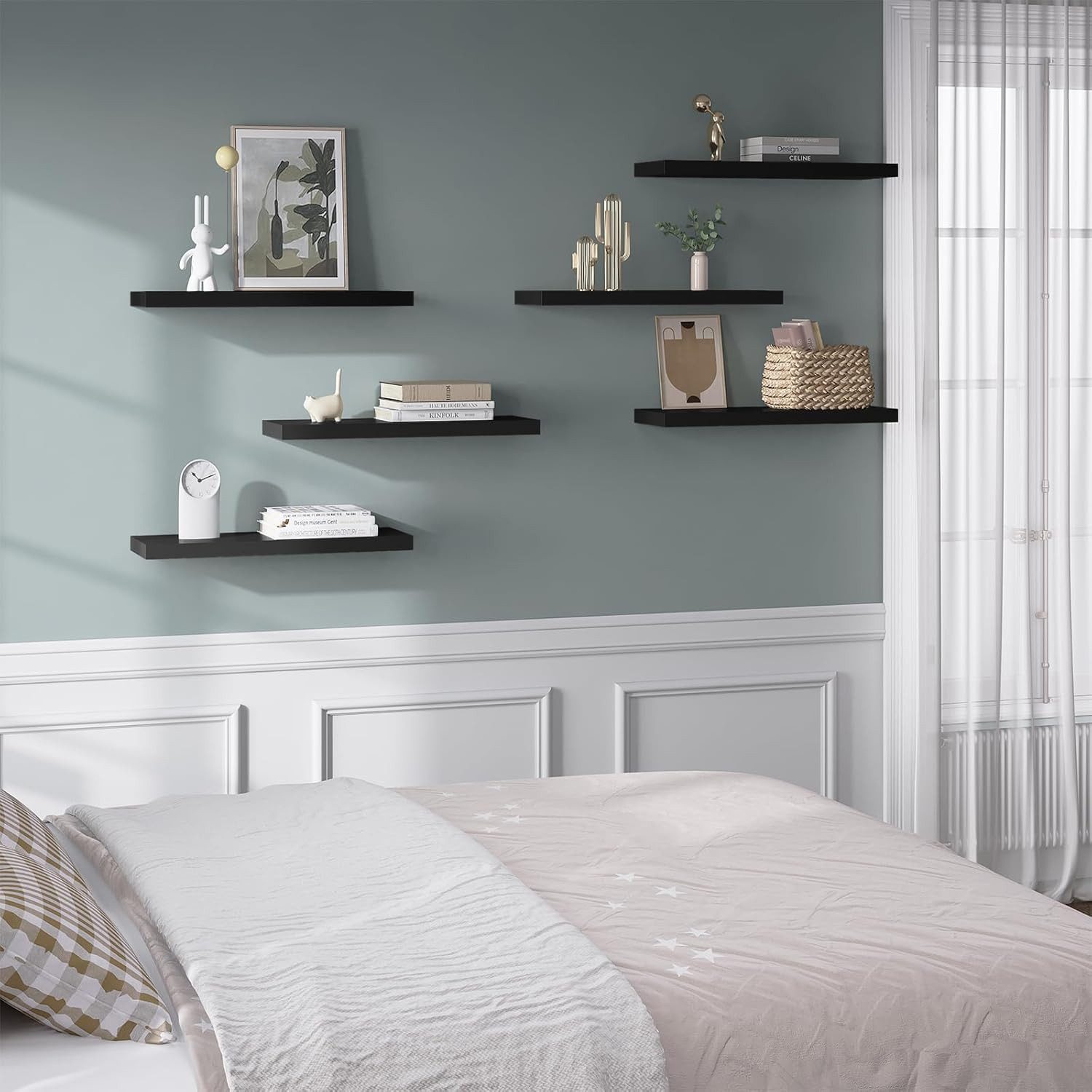 Woltu Wandregal, 6-tlg., Schweberegal Regal Wanddeko aus MDF günstig online kaufen