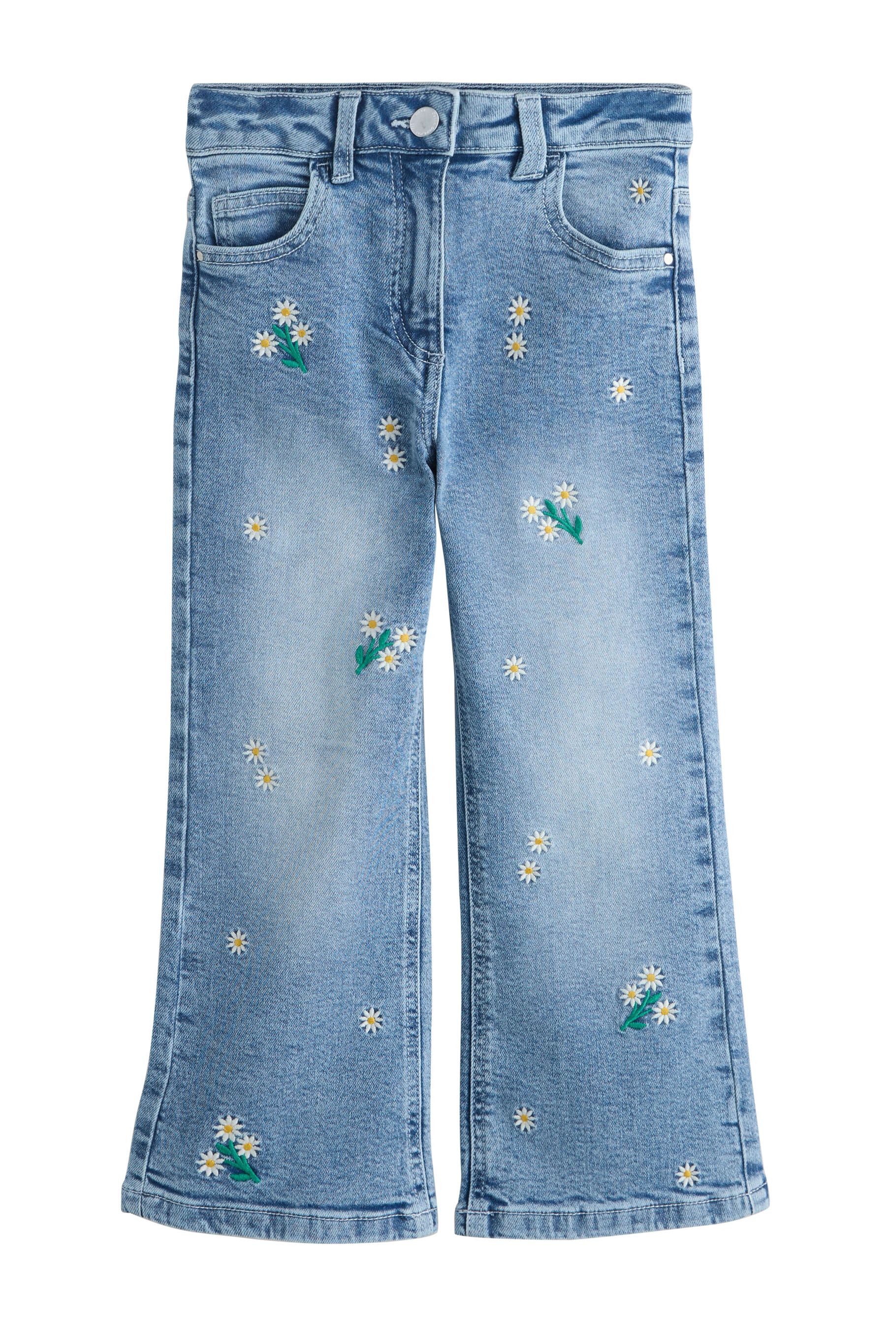 Schlagjeans Schlagjeans mit Blumenstickereien