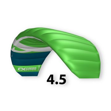 CrossKites Flug-Drache CrossKites Lenkmatte Quattro 4.5 Green mit Handles, Handles, Leinen, 2 Kitekiller