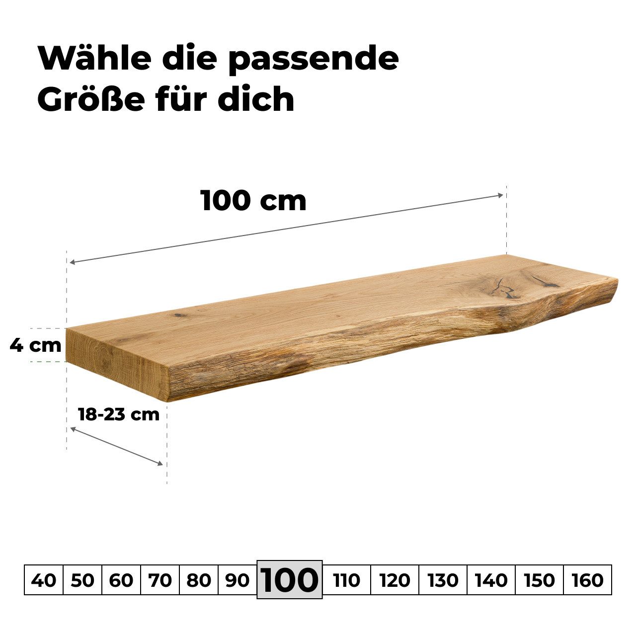 tømmermann Wandregal Schweberegal Holzregal mit Baumkante - Hängeregal aus günstig online kaufen