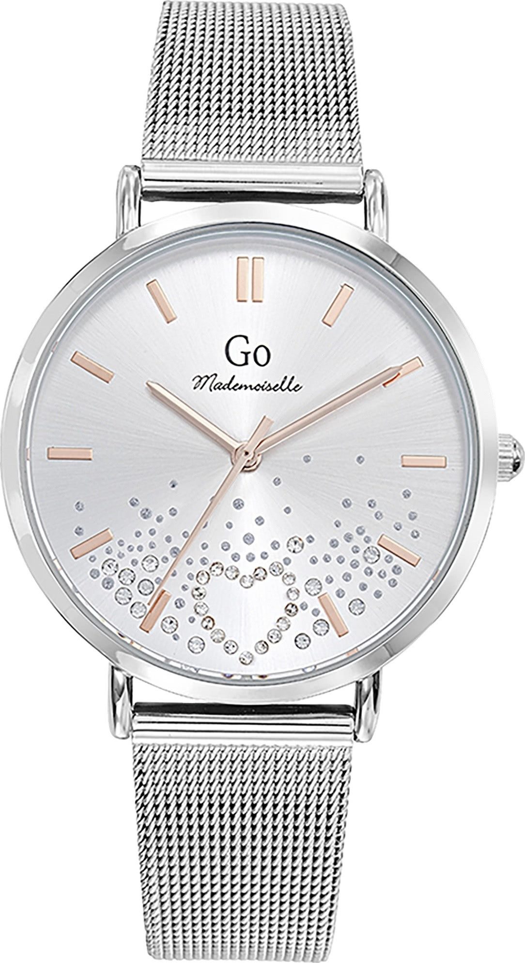 Girl Only Quarzuhr Girl Only GO Damen Armbanduhr, (Analoguhr), Damenuhr GO silber, mittel (ca. 36mm) Edelstahlarmband, Fashion-Style