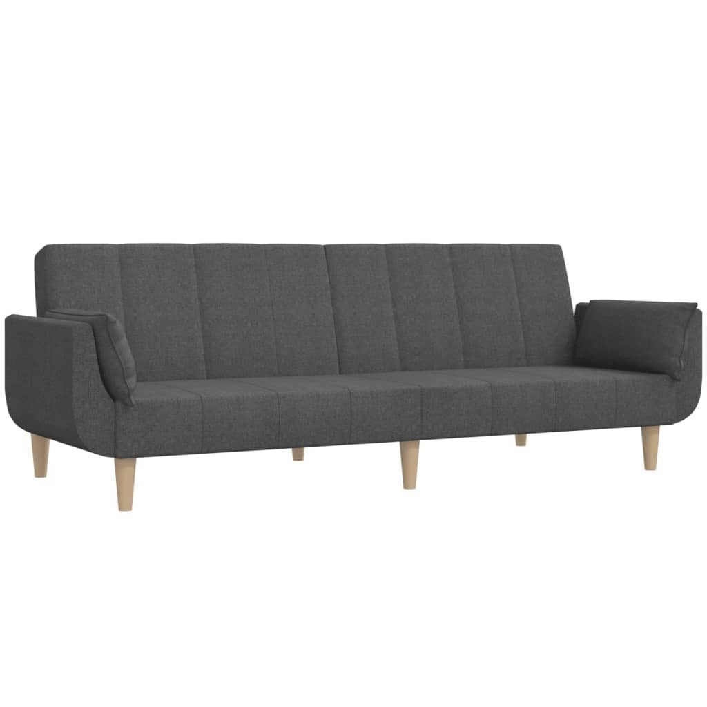vidaXL Sofa Schlafsofa 2-Sitzer mit 2 Kissen Dunkelgrau Stoff