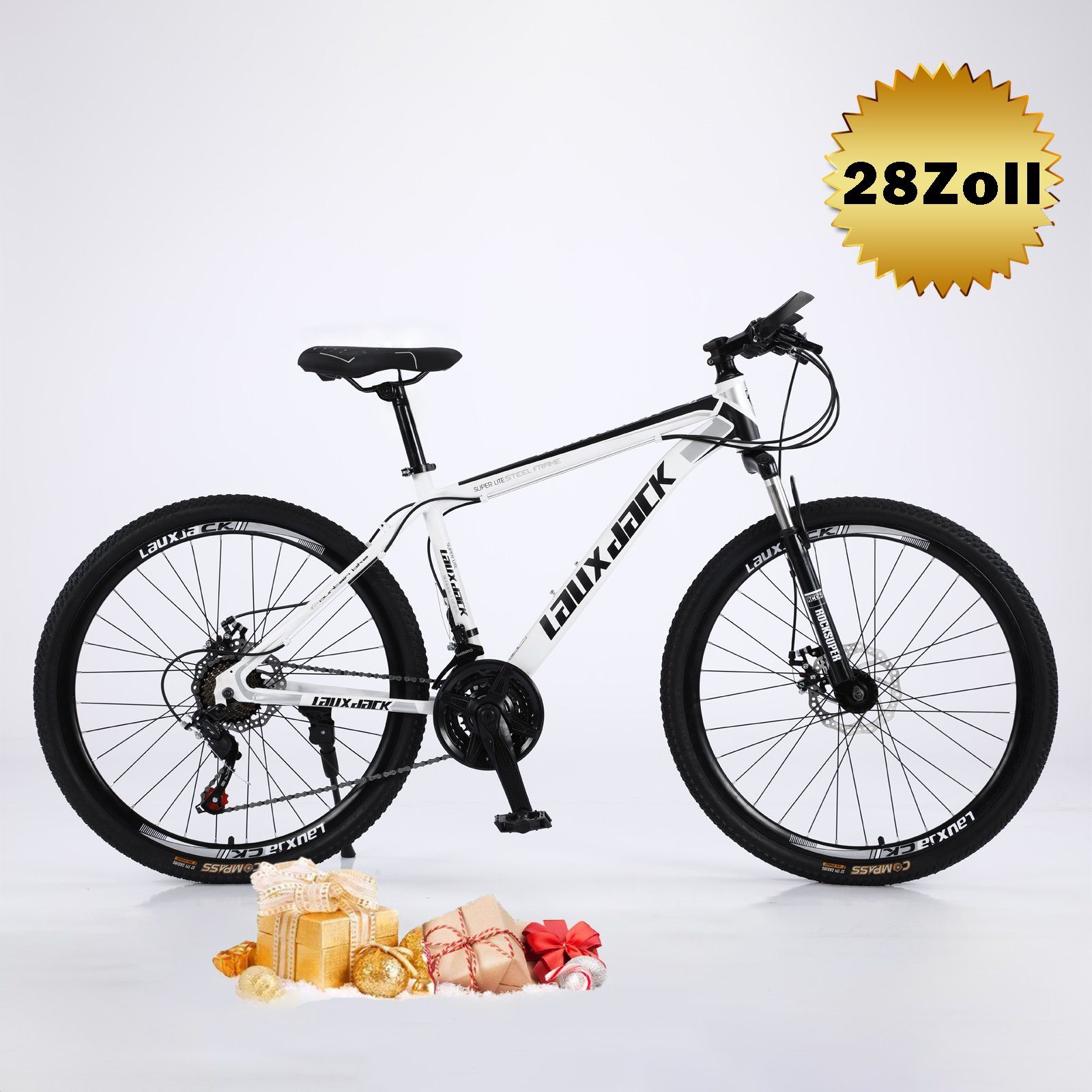 & Zoll 26 Kettenschaltung, Gang, Mountainbike, Scheibenbremse, 21 Lauxjack Lauxjack Fahrrad Weiß Mountainbike Neu 28