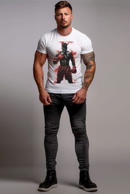 Reichstadt Print-Shirt Modisches Kurzarm T-Shirt 24RS049 mit Boxkämpfer Motiv
