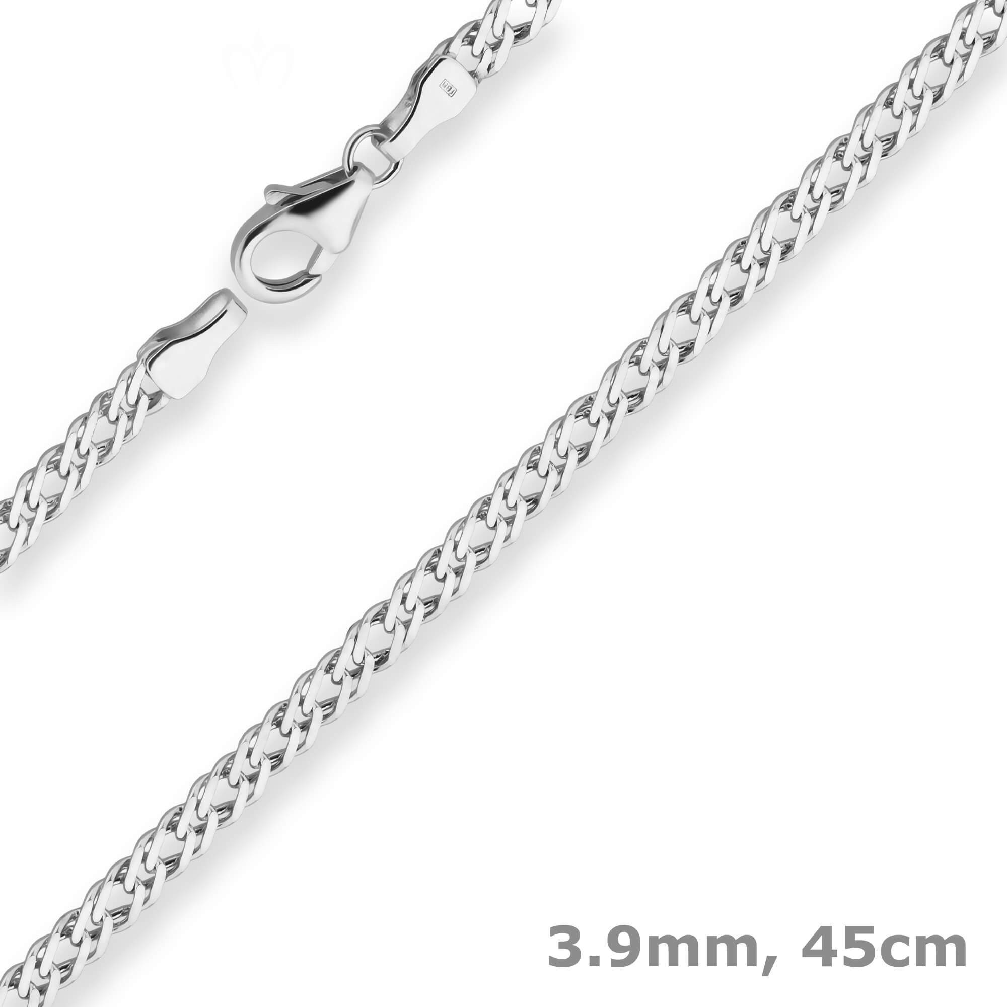 Silberkette 3,9mm Zwillingspanzerkette aus 925 Silber 45cm