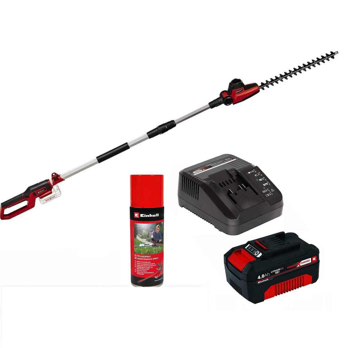 Einhell Akku-Heckenschere Teleskop-Heckenschere GC-HH 18/45 Li T mit Akku 4.+Pflegespray