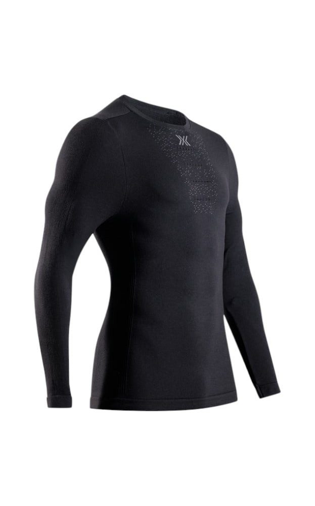 X-Bionic Langarmshirt Mightywool Shirt LS (Merinowolle, warm) schwarz Herren