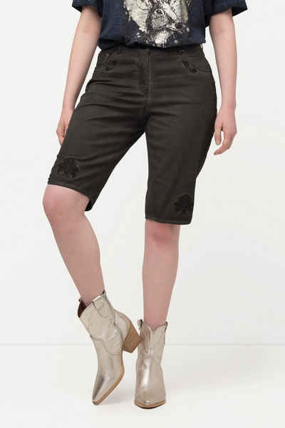 Ulla Popken Bermudas Trachten-Jeansbermuda Mandy Used-Look Stickerei