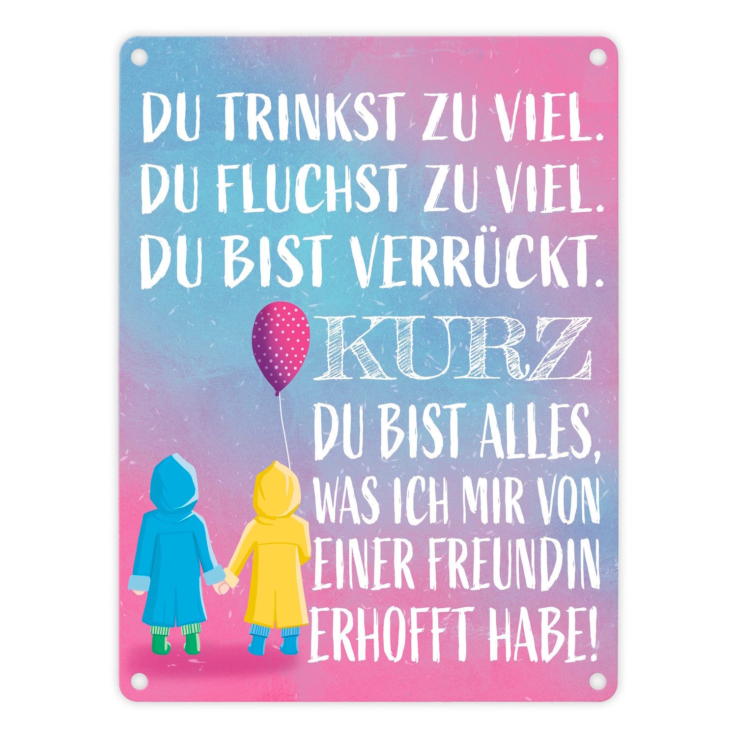 Metallschild Beste Freundin Metallschild in 15x20 cm mit verrücktem Spruch