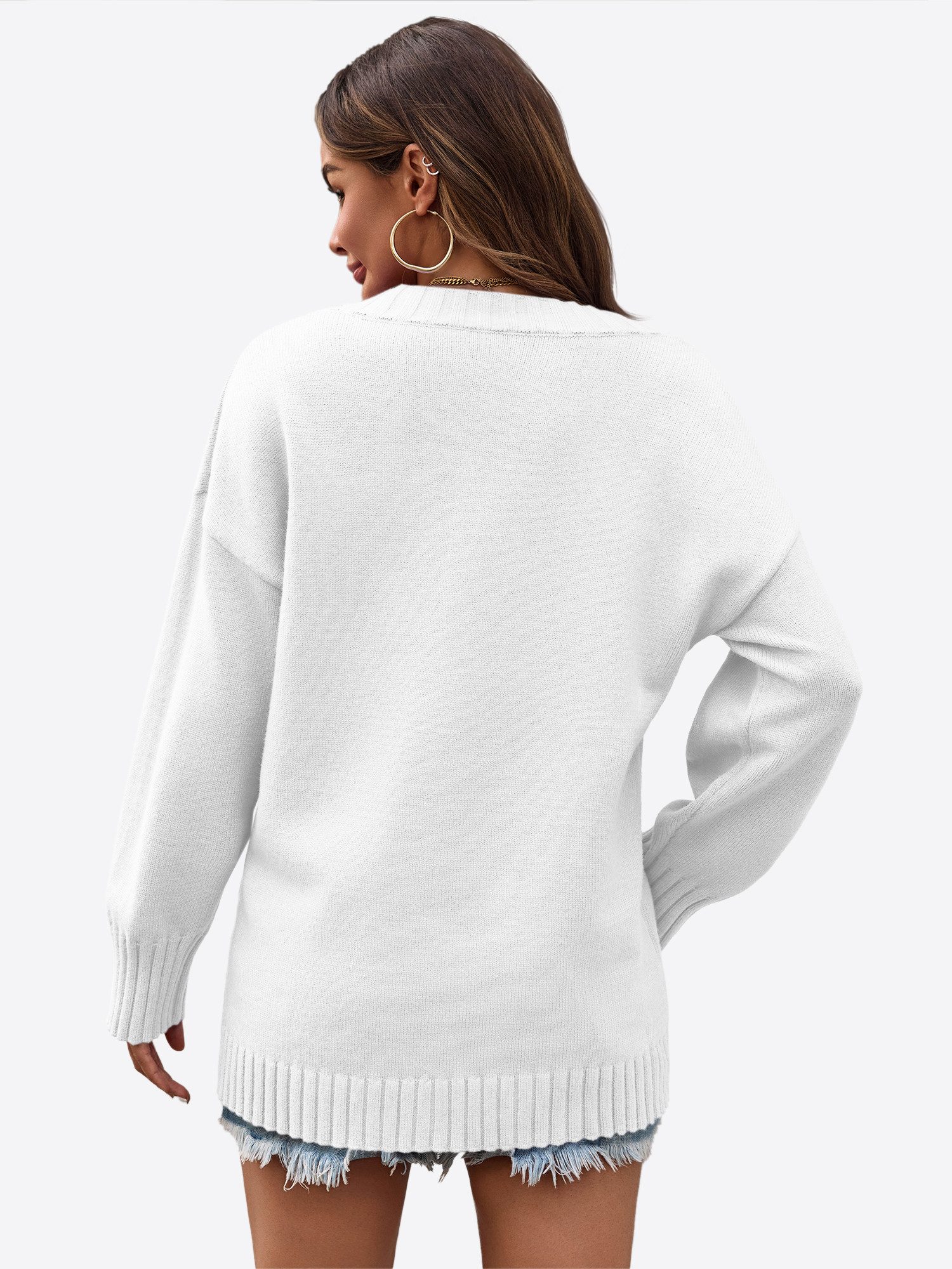 Imily Bela Sweater Damen Lockerer Pullover mit V-Ausschnitt (Packung, 1-tlg günstig online kaufen