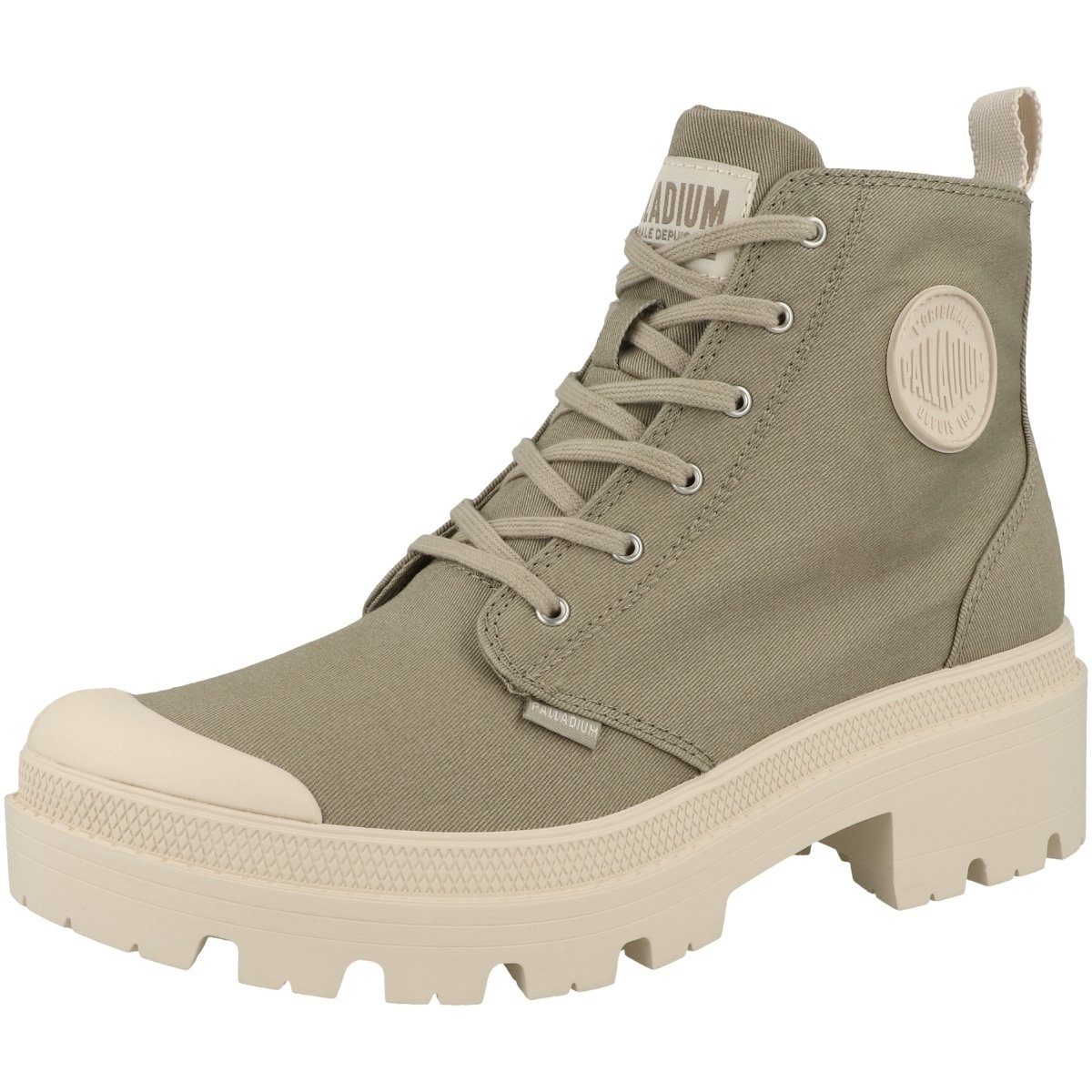 Ferse grau Palladium Fußspitze Damen und Pallabase Twill Verstärkte Schnürboots