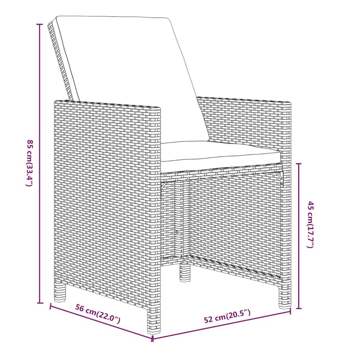 Poly 17-teiliges Stuhl DOTMALL Rattan Outdoor-Essset mit Beige Kissen