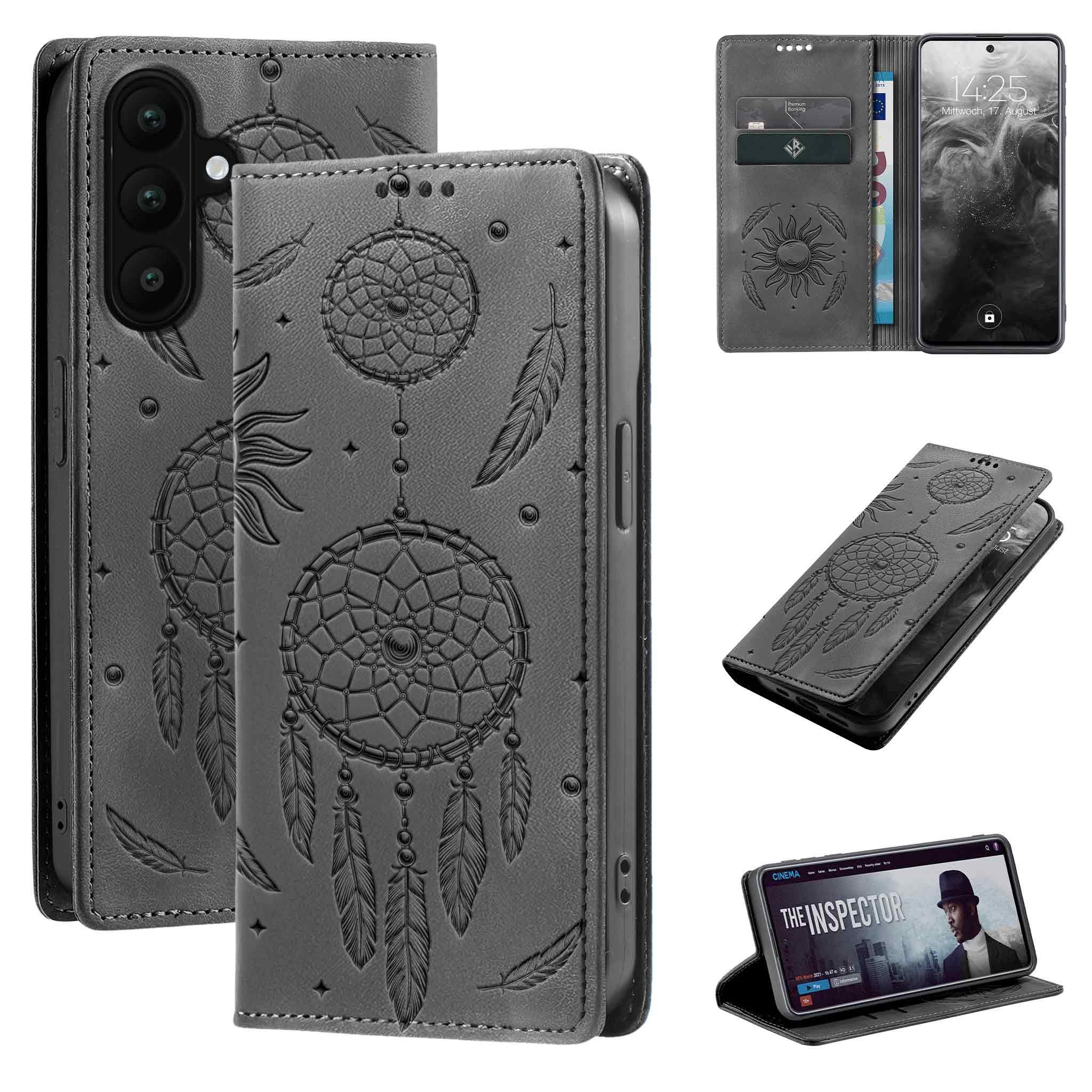Tec-Expert Handyhülle Traumfänger Hülle Cover Blumen für Samsung Galaxy A57 5G 6.7 Zoll, 6.7, Klapphülle Case Tasche mit Kartenfächern und RFID Schutz