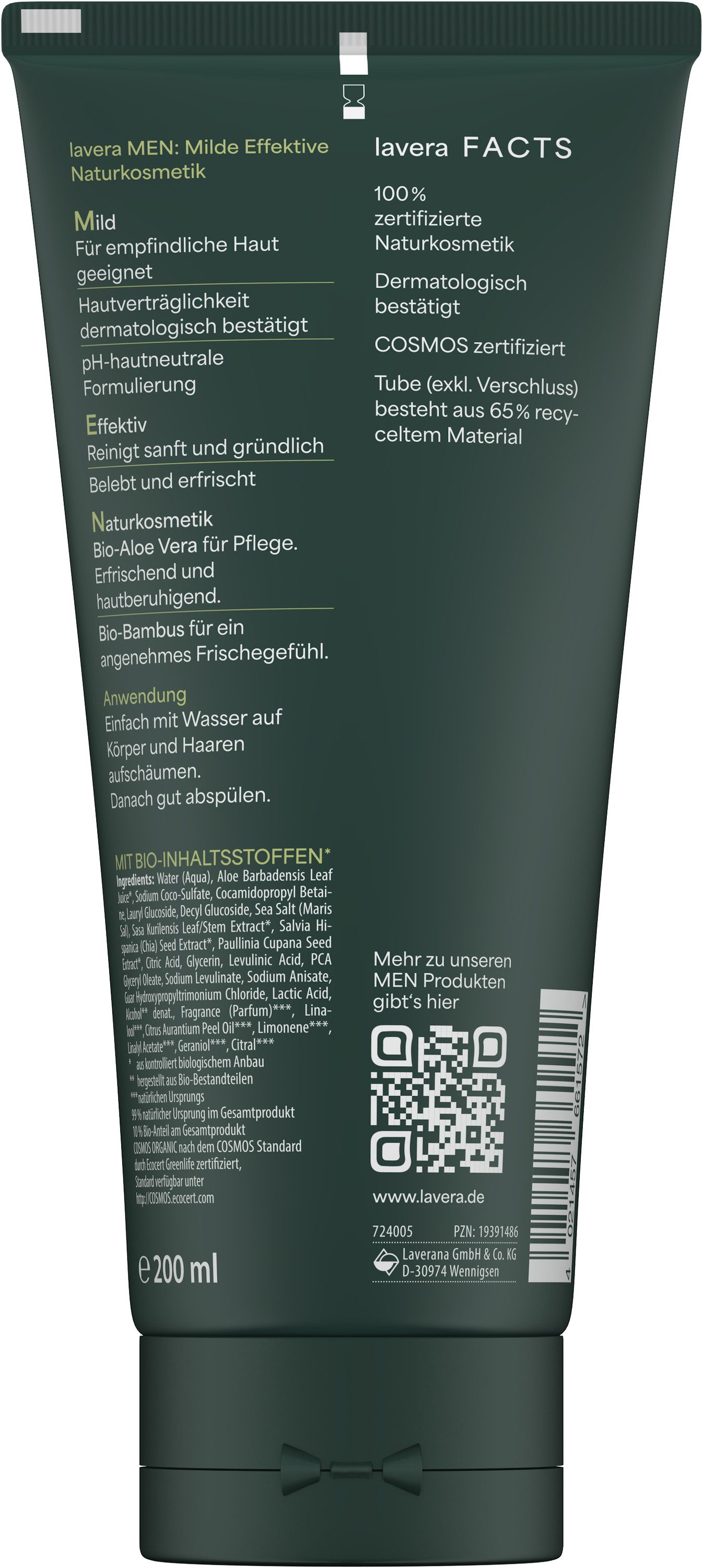 lavera Bio-3in1-Duschgel "MEN SENSITIV", 200 ml – Bild 3 von 3