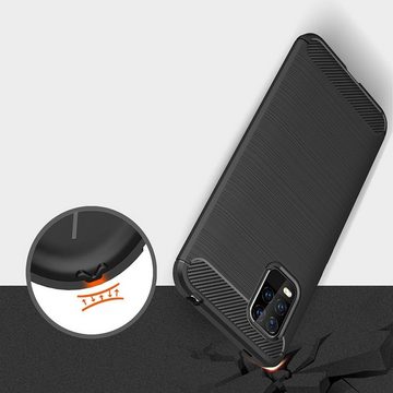 CoverKingz Handyhülle Xiaomi Mi 10 Lite Handyhülle Silikon Case Cover Bumper Carbonfarben 16,59 cm (6,57 Zoll), Handyhülle Bumper Silikoncover Softcase Carbonfarben
