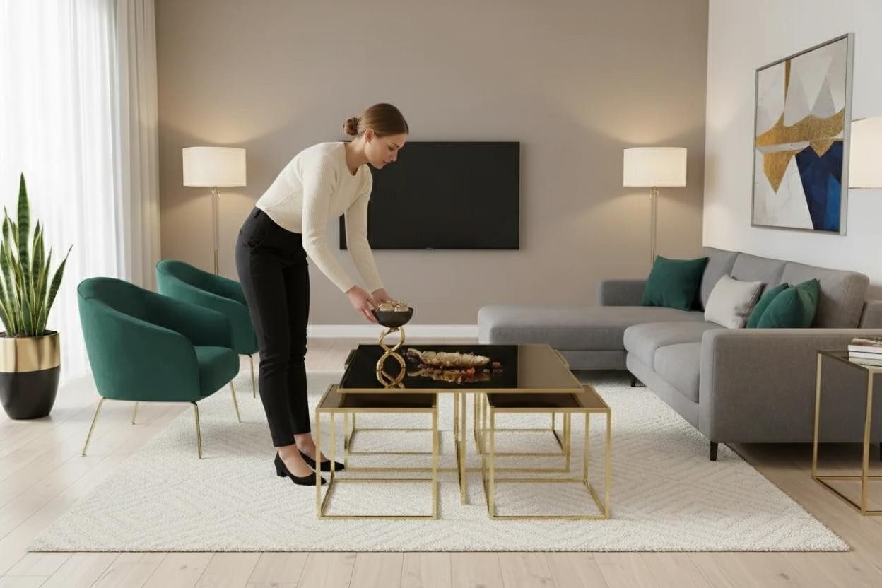 Xlmoebel Couchtisch Eleganter goldfarbener Couchtisch im modernen Minimalismus-Stil (1-St), Made in Europa