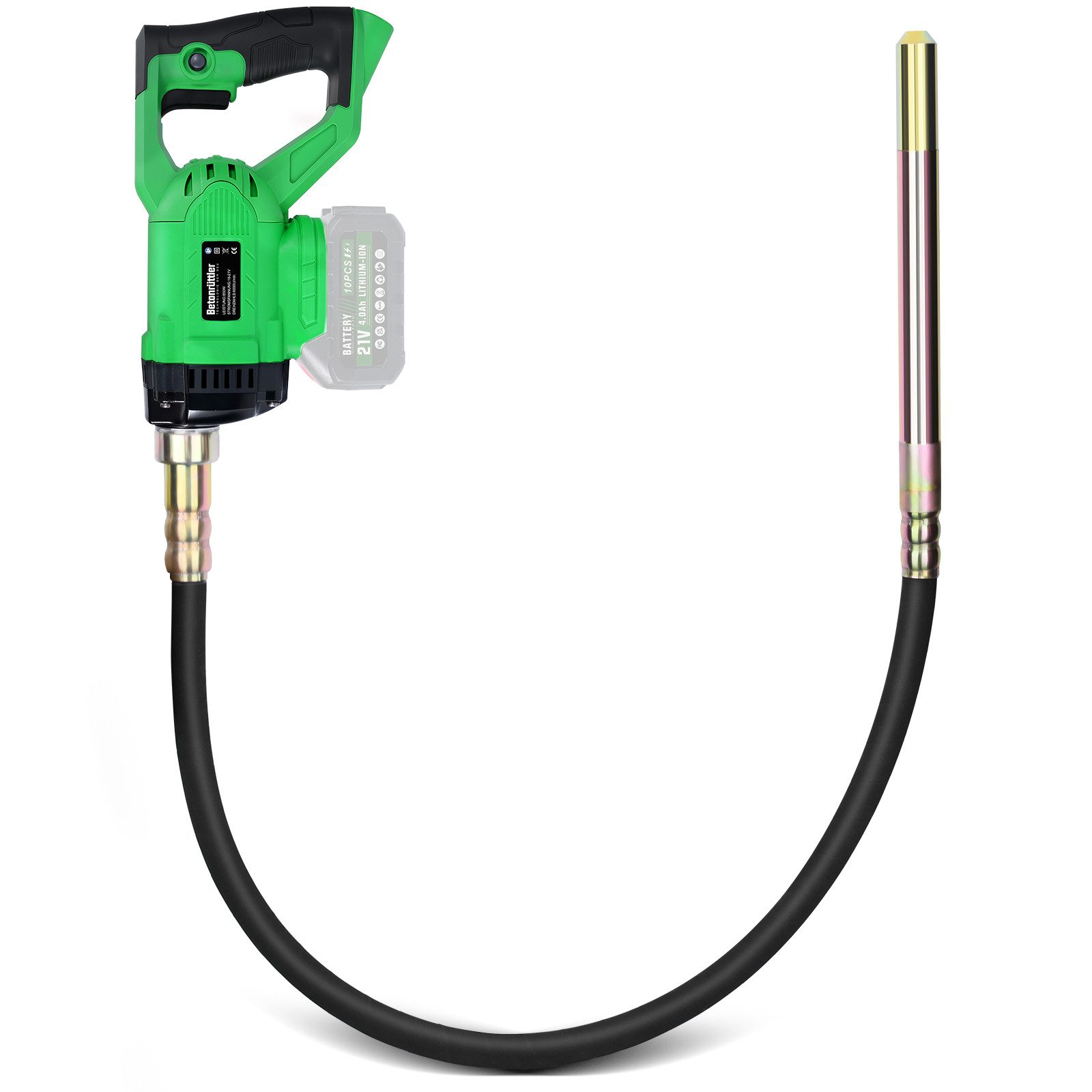 XERSEK Betonverdichter 2M/850W Akku Betonrüttler Rüttelflasche Ø35mm Kompatibel m.Makita Akku, (Max. 6000U/min, Kupfermotor, ABS Gehäuse[ohne Akku und Ladegerät), Betonverdichtung Flaschenrüttler für Fundamente, Wände, Enge Stellen