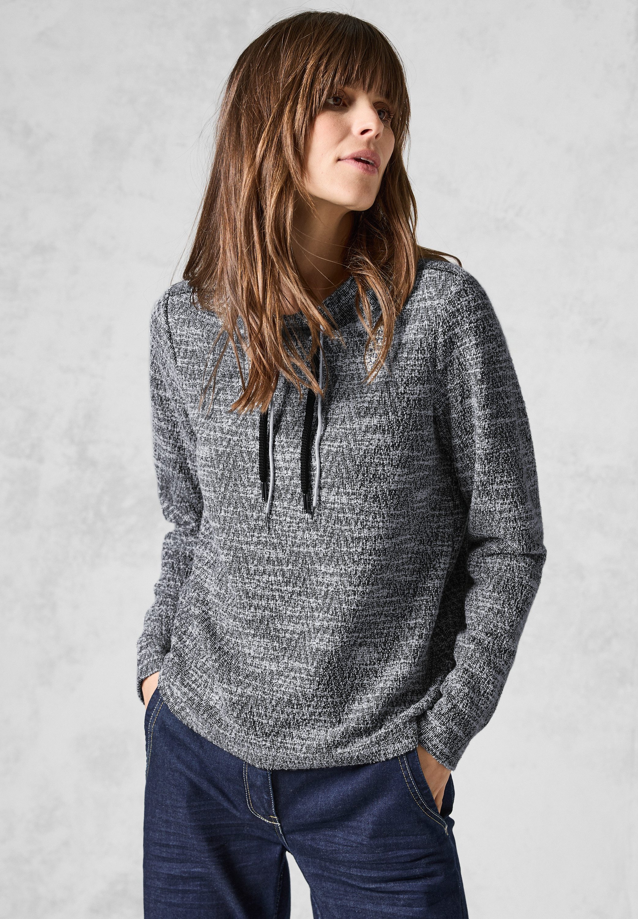 CECIL Sweatshirt mit Tunnelzugband am Kragen