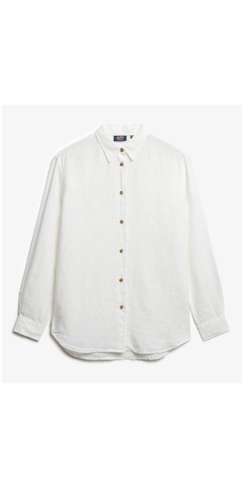 Superdry Longbluse CASUAL LINEN BOYFRIEND SHIRT OPTIC