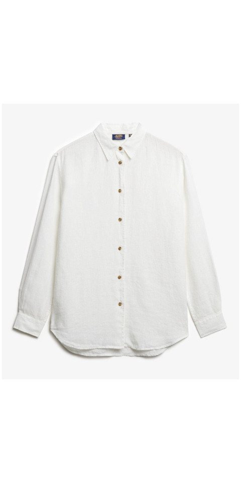 Superdry Longbluse CASUAL LINEN BOYFRIEND SHIRT OPTIC