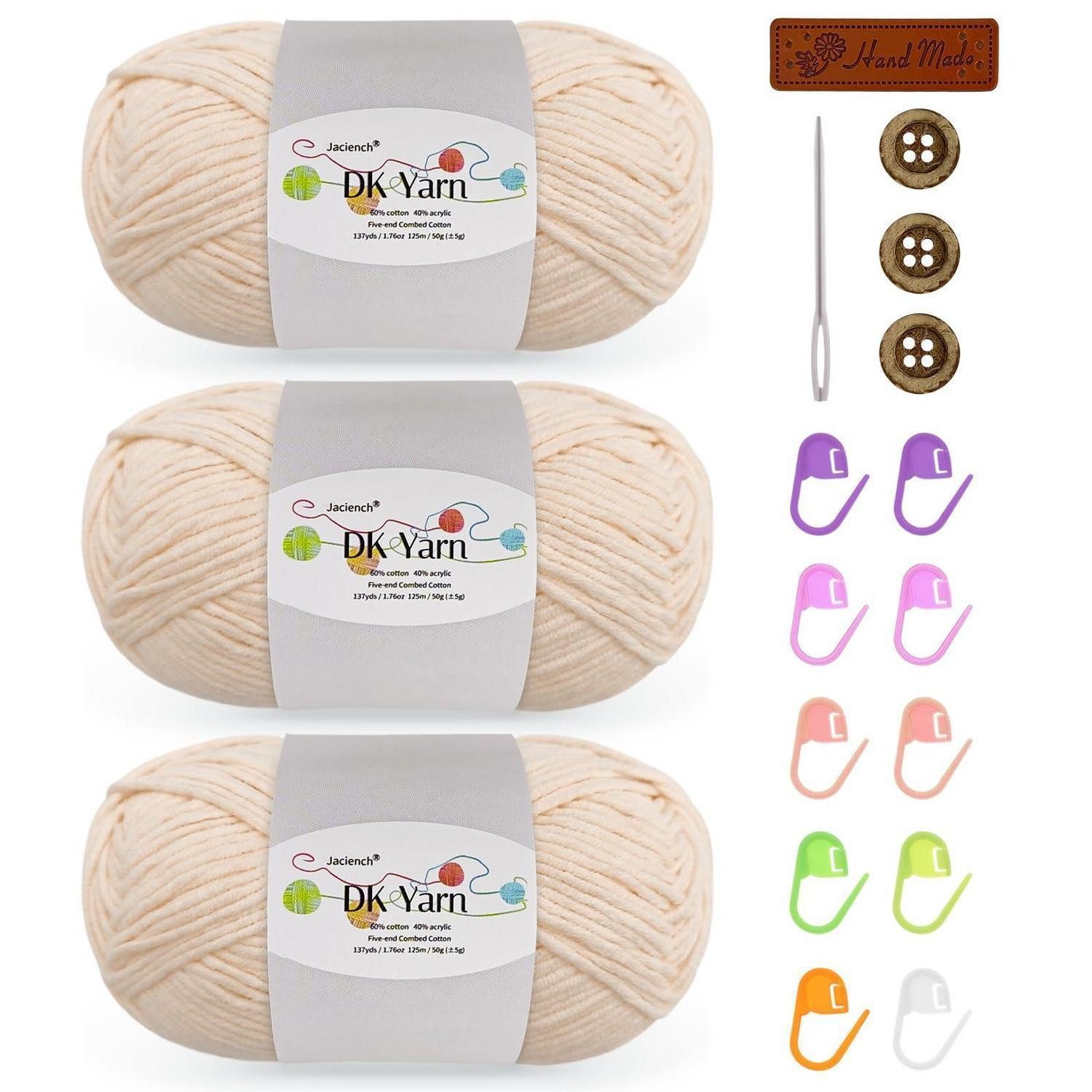 LuxusKollektion Häkelgarn DK Hautfarbe-3 150g Set Häkelwolle