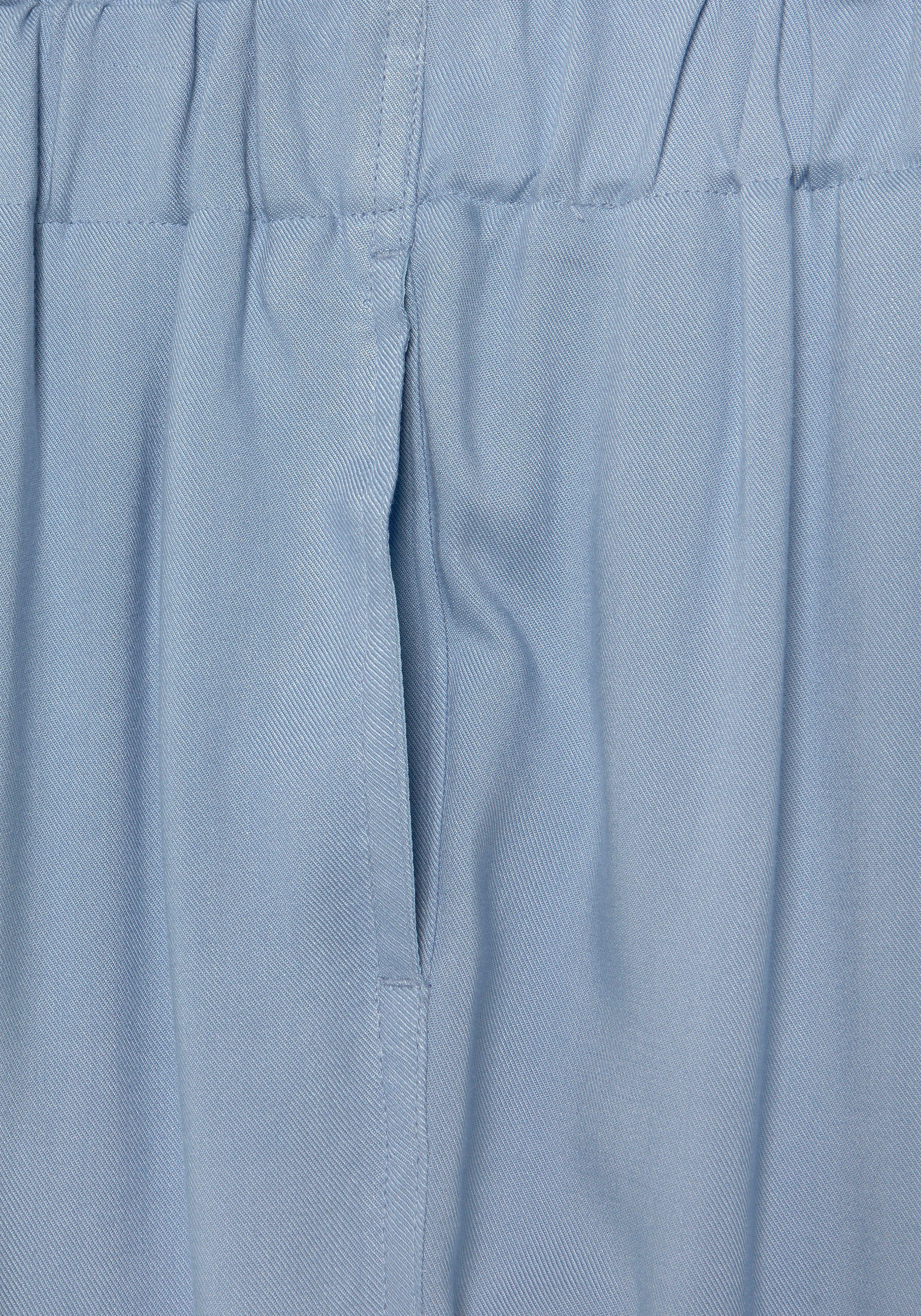 Paperbag-Hose Zierknöpfen LASCANA und Elastikbund, Stoffhose mit blau