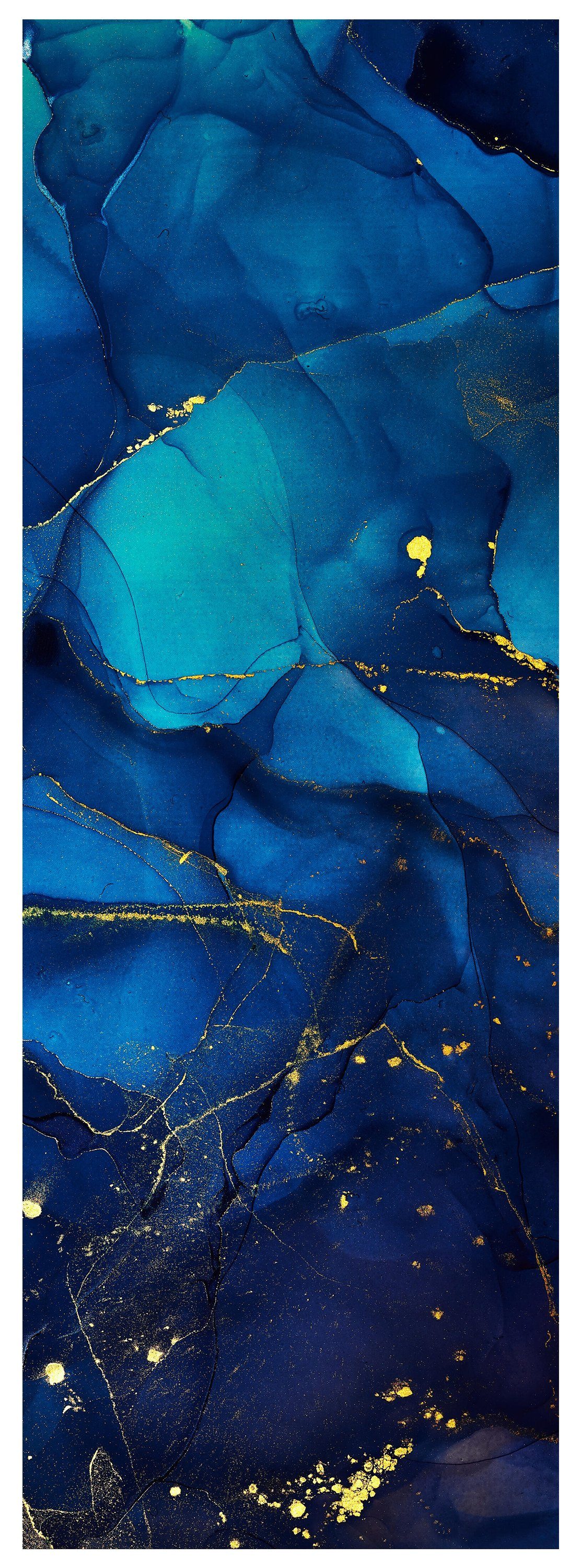 blau Türtapete Fototapete, Motivtapete, Marmor mit Wandtapete, grüner matt, selbstklebende glatt, Dekorfolie Gold, dunkel, wandmotiv24